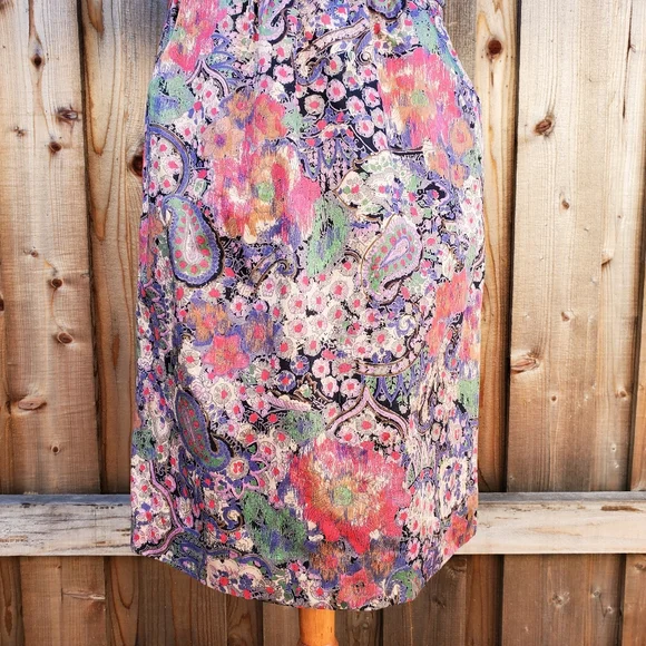 Vintage Handmade Paisley Floral Print Fit & Flare Dress Size M - Picture 3 of 8
